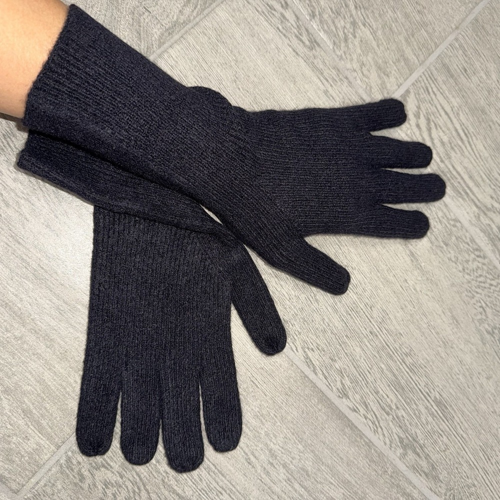 J.Crew Black Knit Gloves Acrylic Polyamide Wool Spandex Blend
